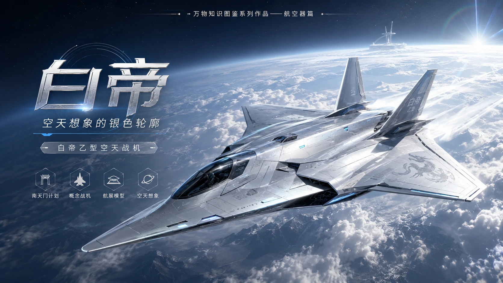 万物知识图鉴系列作品PPT——白帝乙型空天战机 - 预览图1