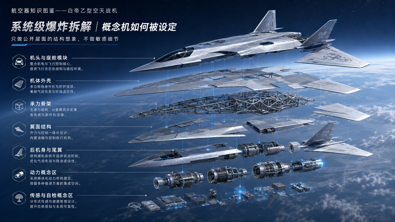 万物知识图鉴系列作品PPT——白帝乙型空天战机 - 预览图5