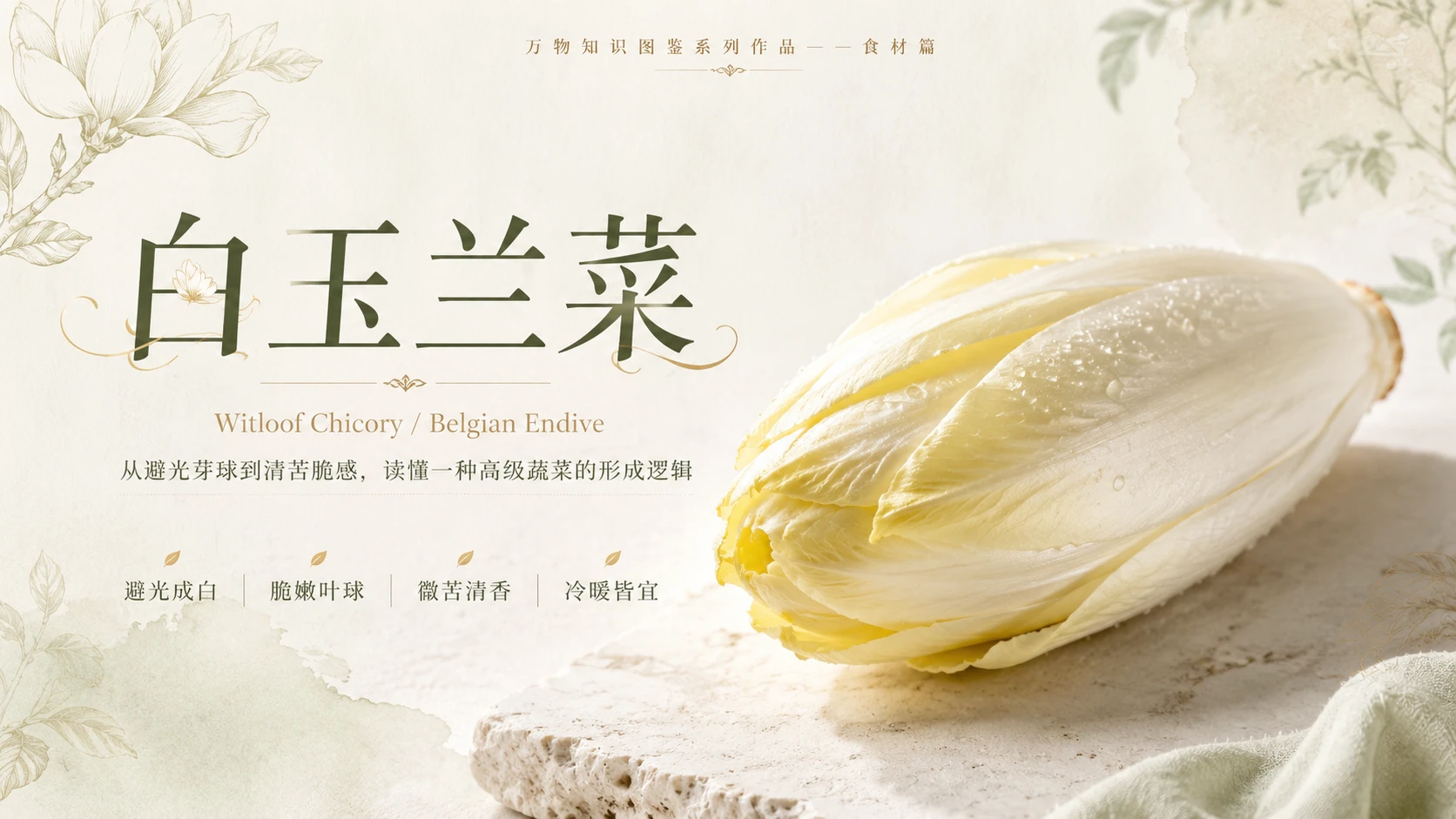 万物知识图鉴系列作品PPT——白玉兰菜 - 预览图1