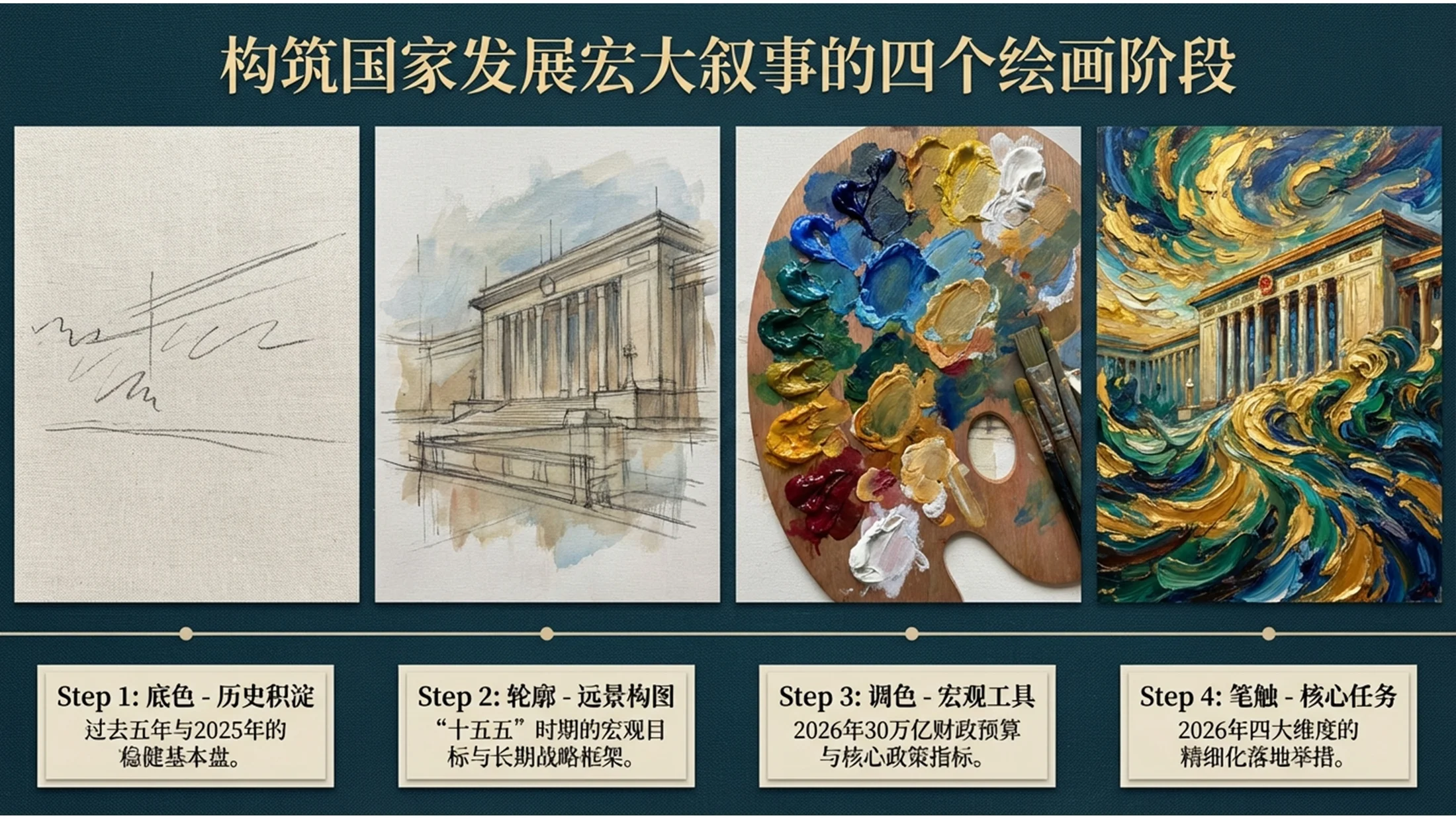 油画风格政府工作报告PPT - 预览图1