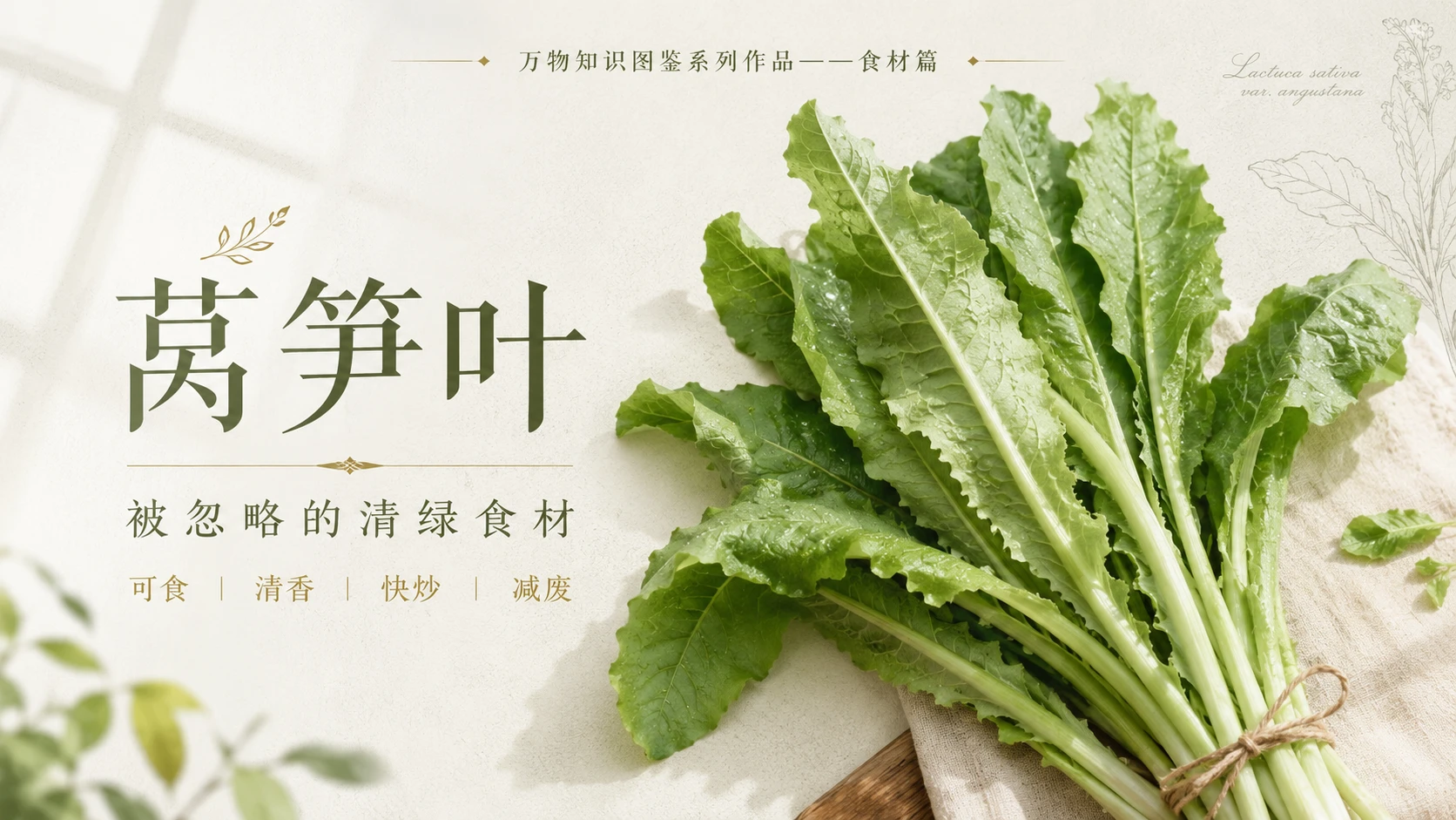 万物知识图鉴系列作品PPT——莴笋叶 - 预览图1