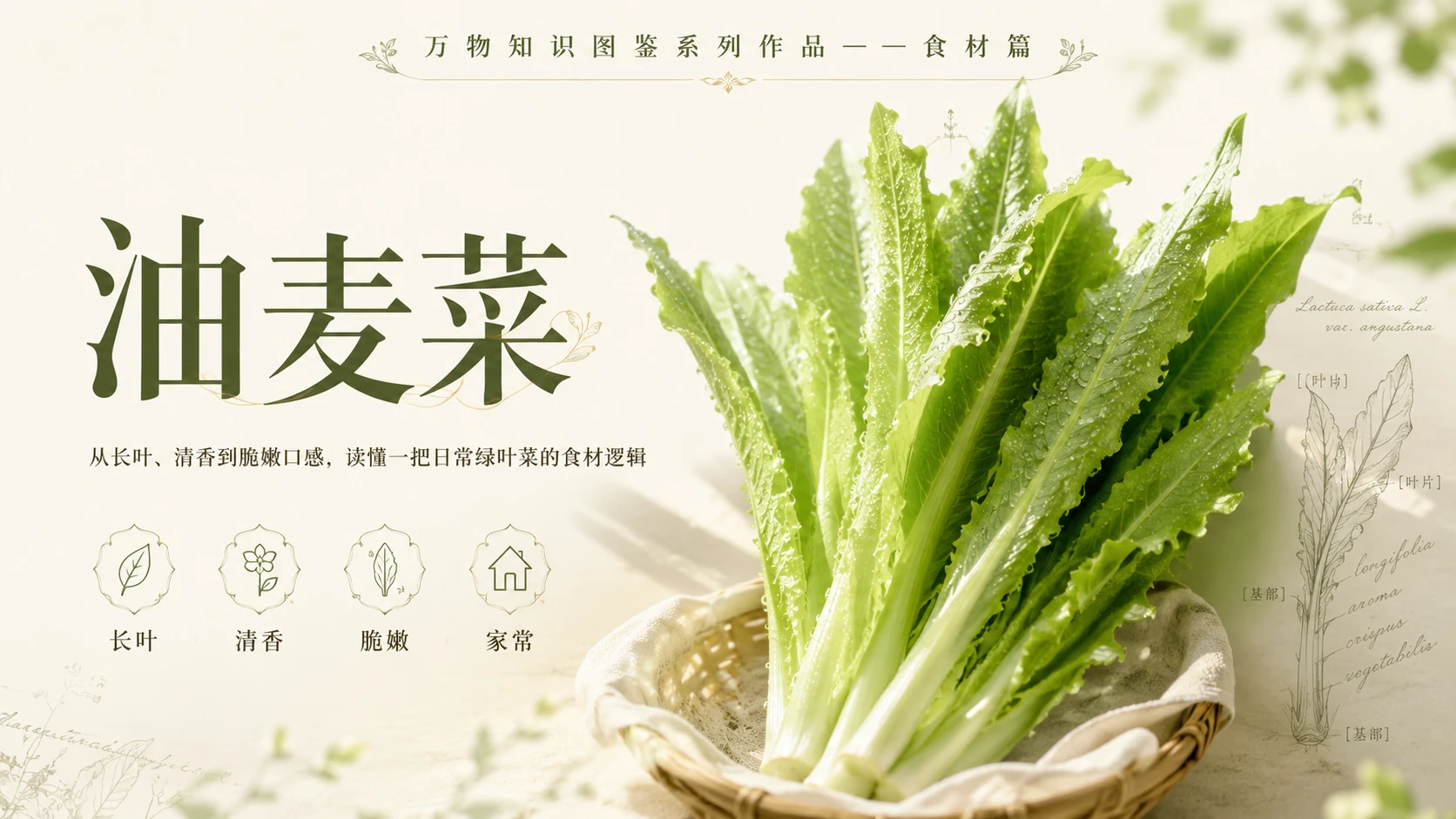 万物知识图鉴系列作品PPT——油麦菜 - 预览图1