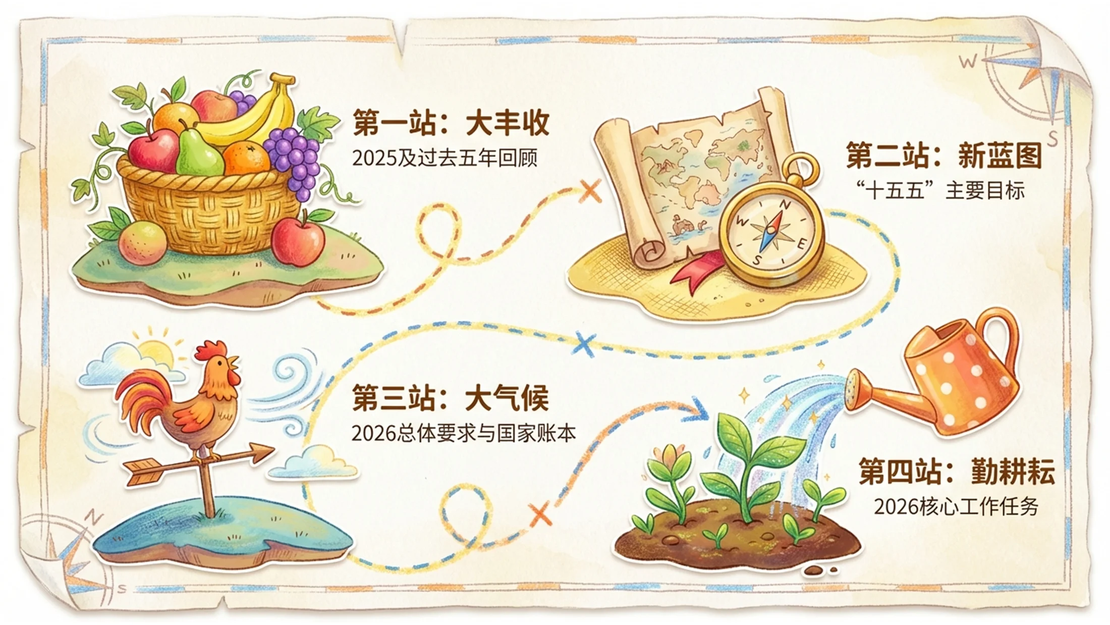 儿插风格（naive art）风格政府工作报告PPT - 预览图1