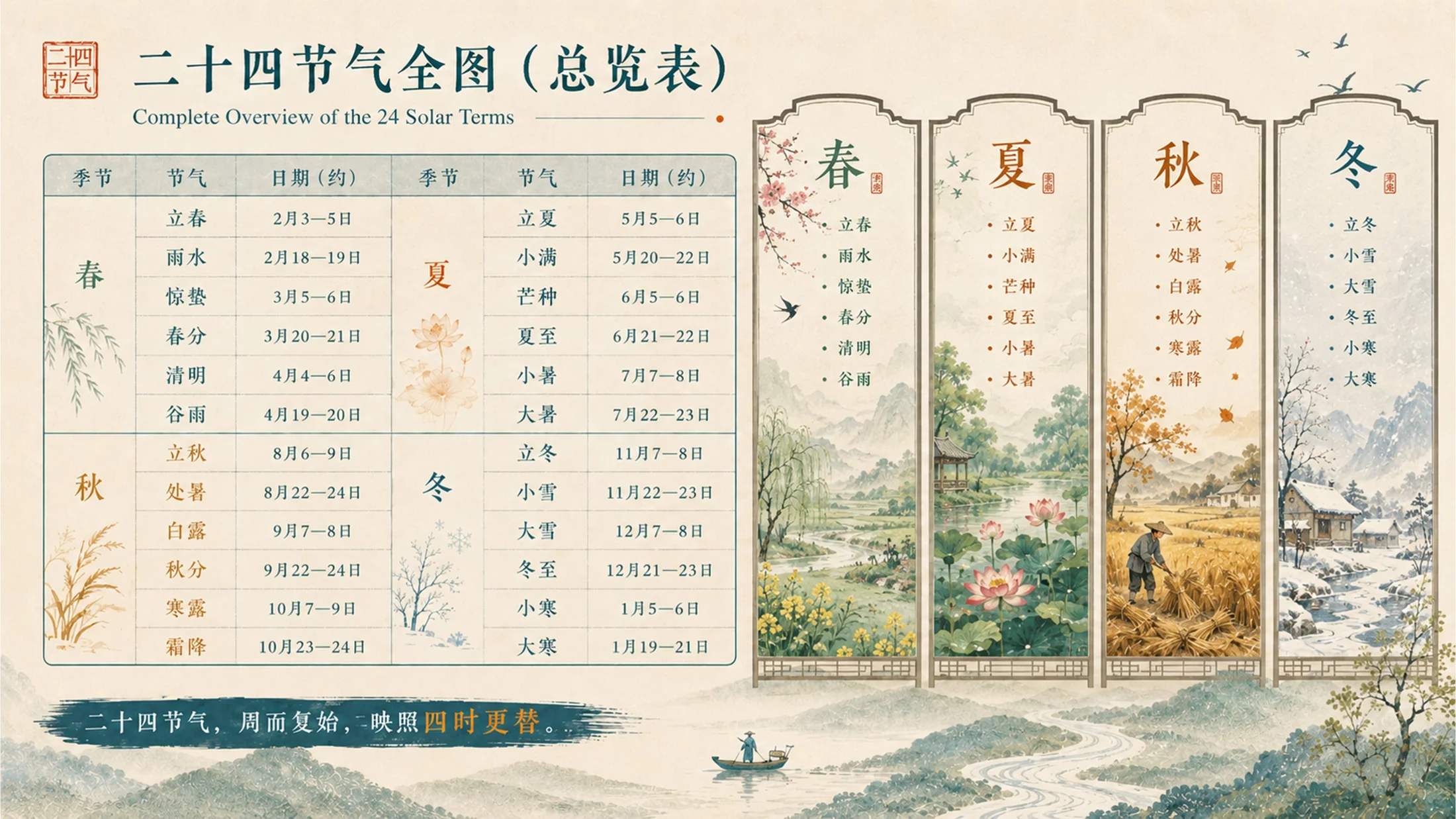 中国二十四节气国风水墨插画风PPT - 预览图4