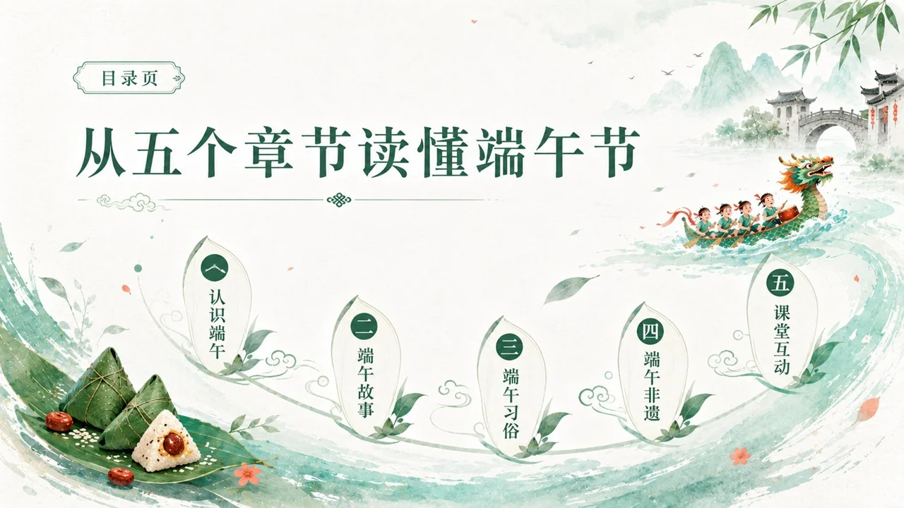 传统文化科普端午节课件：粽香端午龙舟破浪PPT - 预览图2