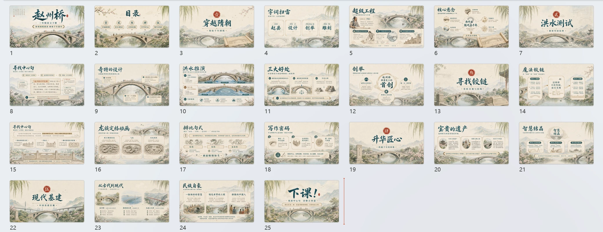 部编版小学语文三年级下册《赵州桥》PPT课件｜中华传统文化古建公开课模板 - 预览图1