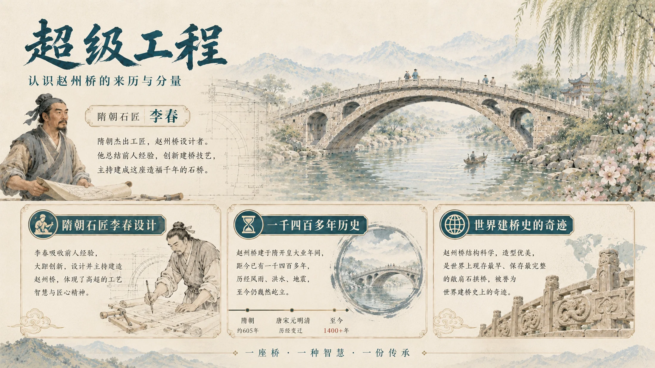 部编版小学语文三年级下册《赵州桥》PPT课件｜中华传统文化古建公开课模板 - 预览图5