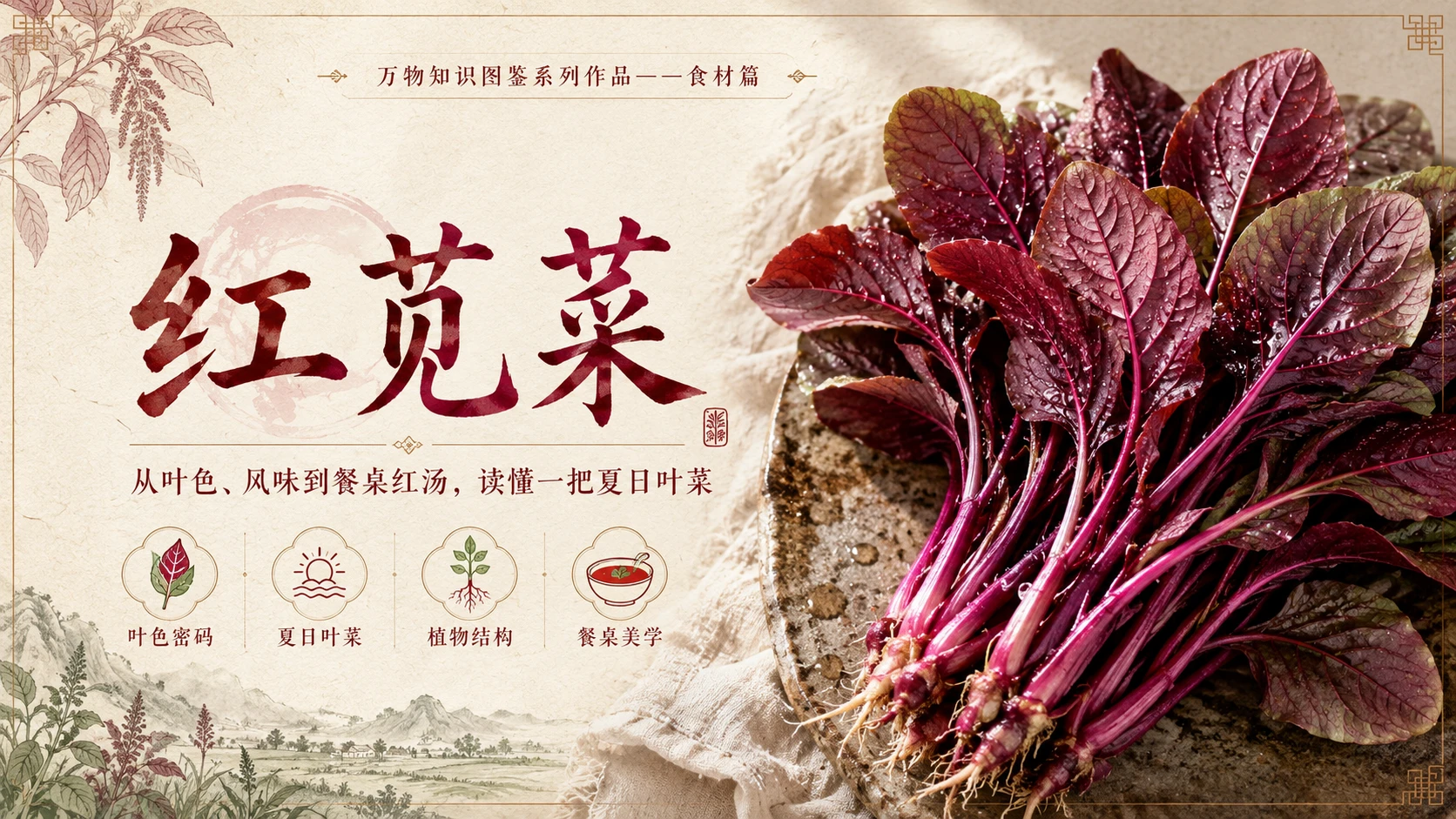 万物知识图鉴系列作品PPT——红苋菜 - 预览图1