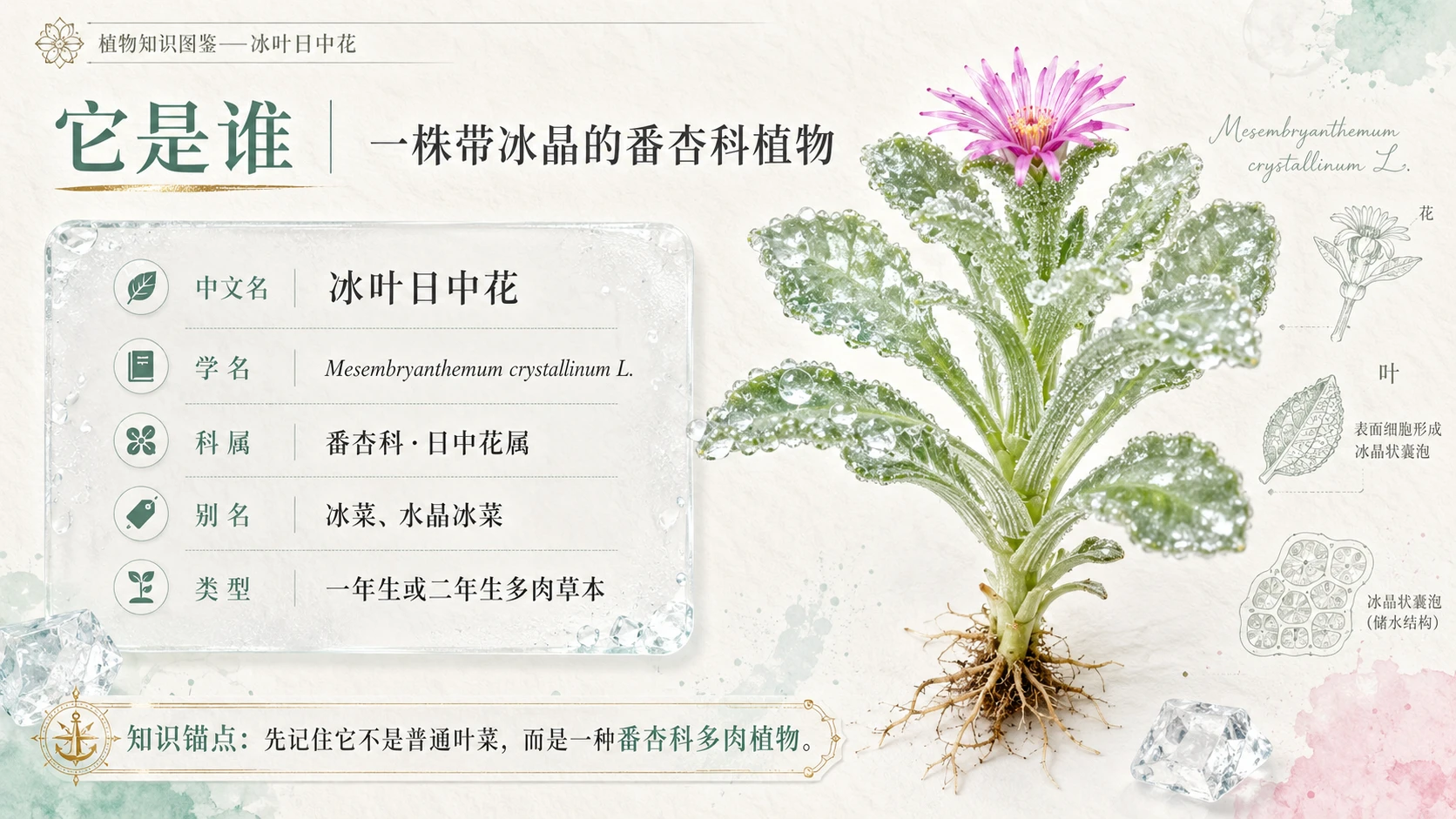 万物知识图鉴系列作品PPT——冰叶日中花 - 预览图2