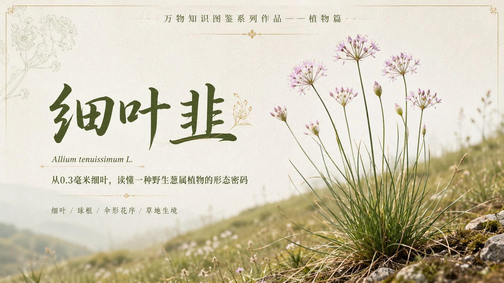 万物知识图鉴系列作品PPT——细叶韭 - 预览图1