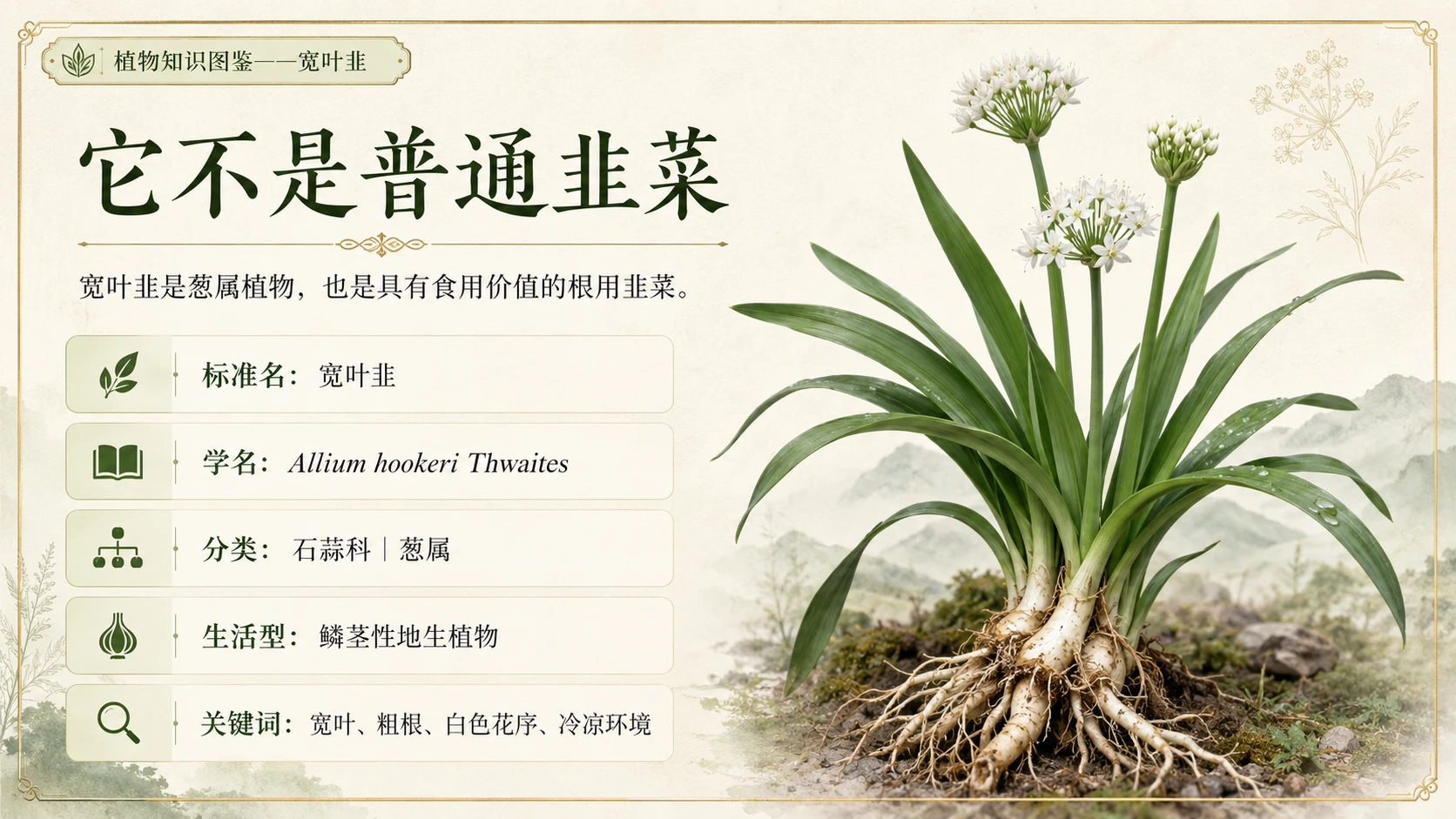 万物知识图鉴系列作品PPT——宽叶韭 - 预览图2