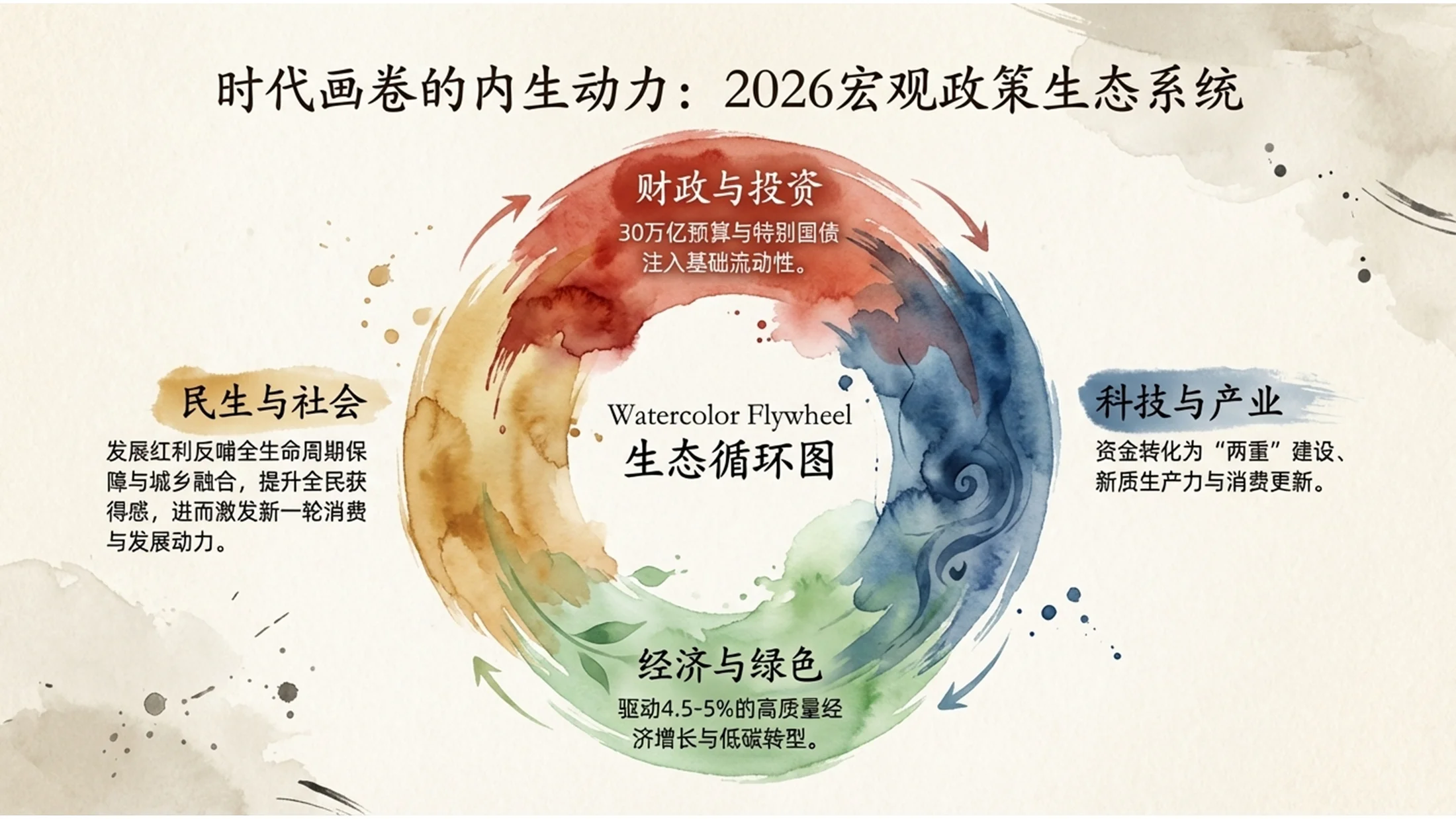 复古水彩画风格政府工作报告PPT - 预览图10