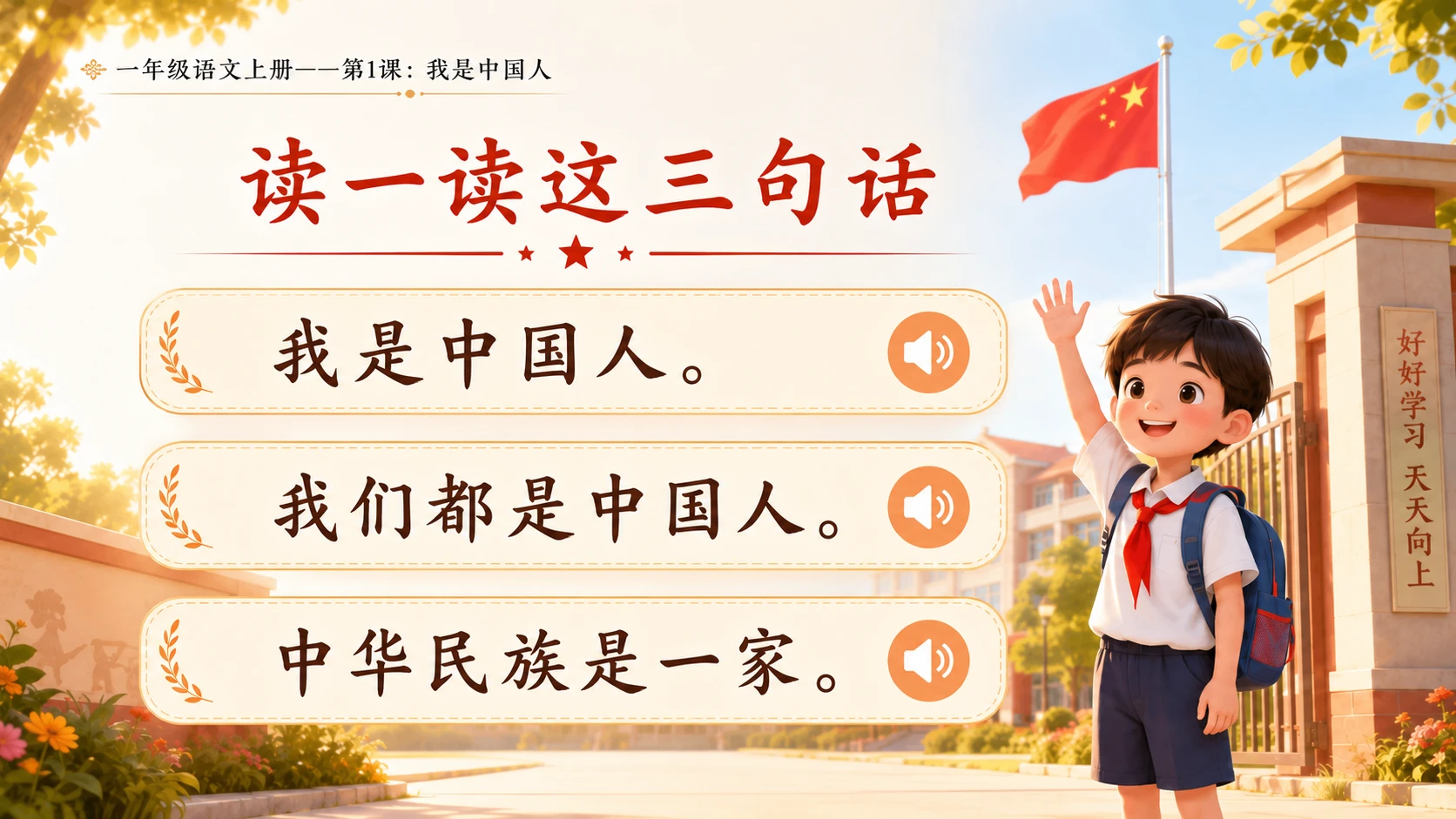 统编教材系列课件PPT——一年级语文上册第1课：我是中国人 - 预览图6