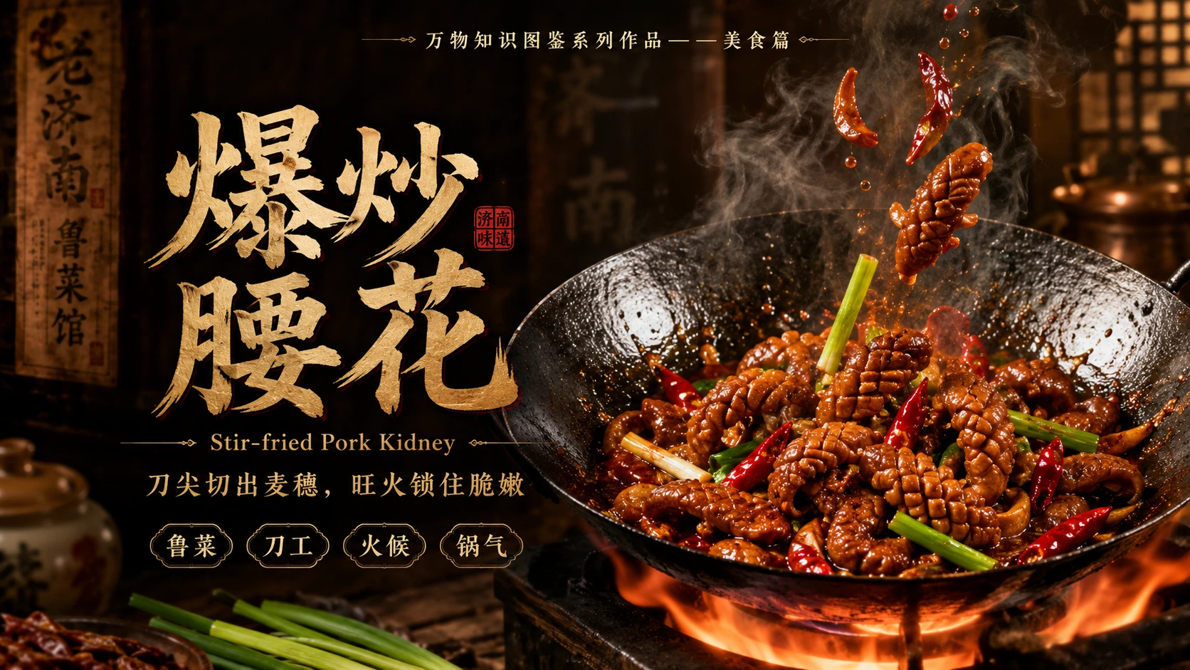 万物知识图鉴系列作品PPT——爆炒腰花 - 预览图1