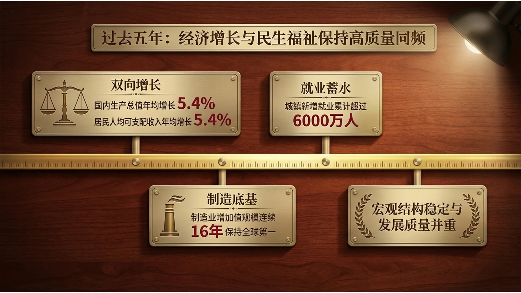 桃木纹理风格政府工作报告PPT - 预览图3
