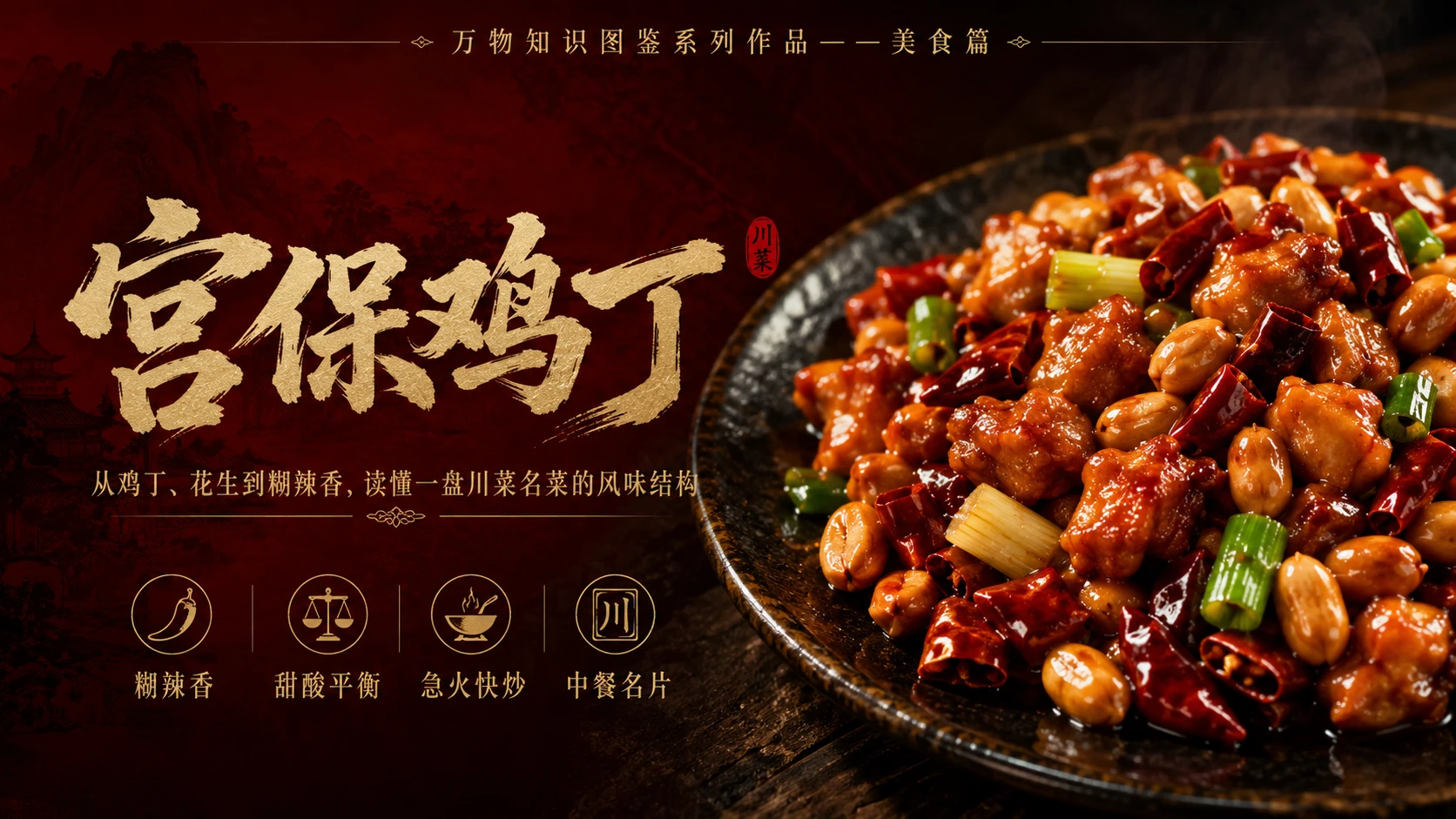 万物知识图鉴系列作品PPT——宫保鸡丁 - 预览图1