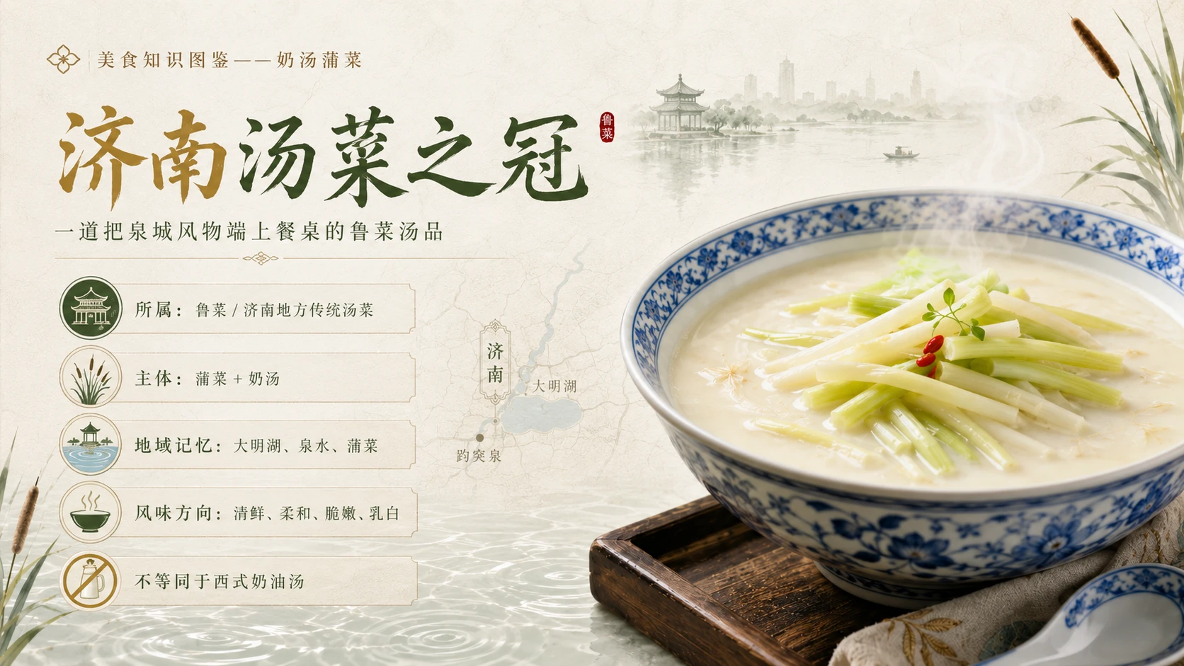 万物知识图鉴系列作品PPT——奶汤蒲菜 - 预览图2