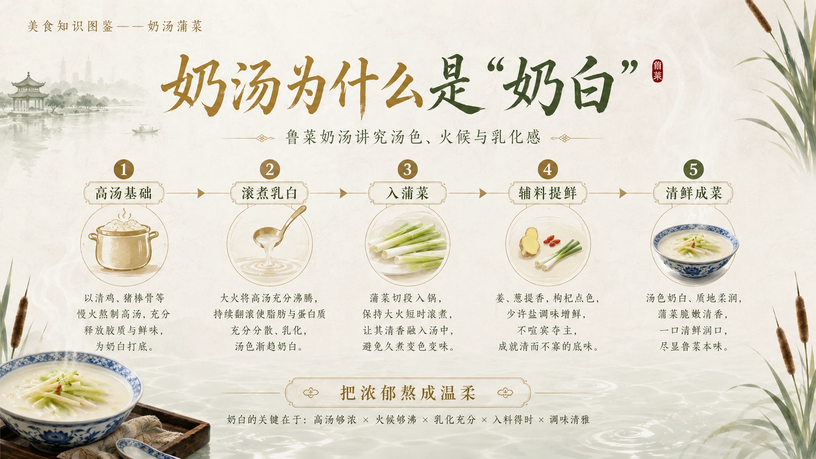 万物知识图鉴系列作品PPT——奶汤蒲菜 - 预览图6