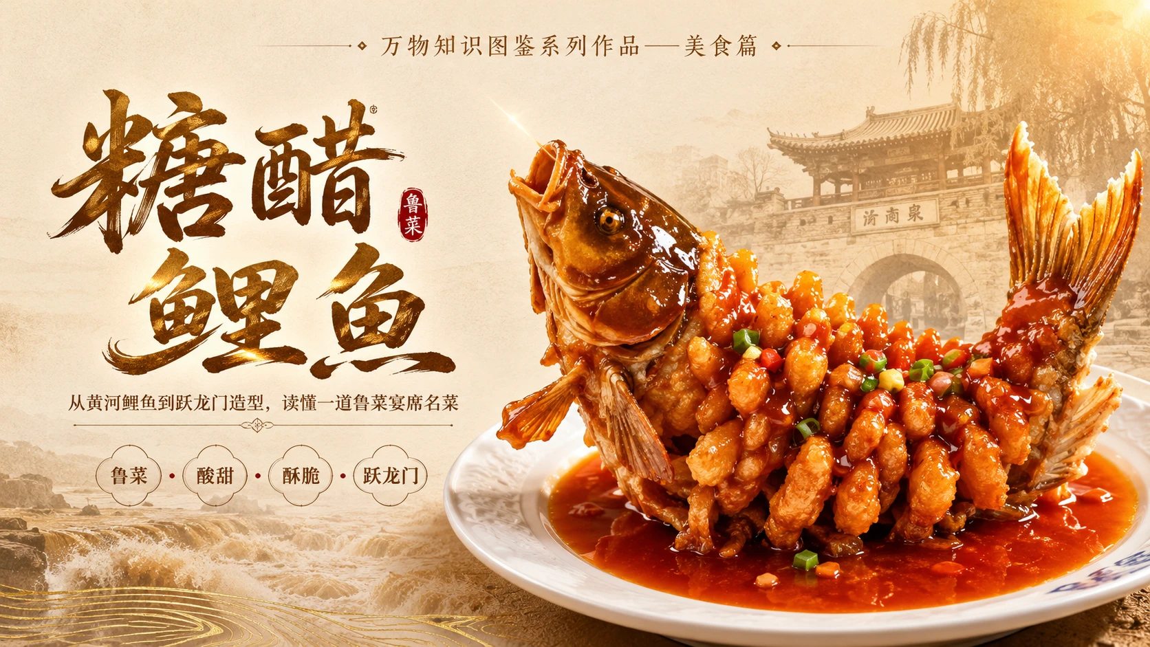 万物知识图鉴系列作品PPT——糖醋鲤鱼 - 预览图1