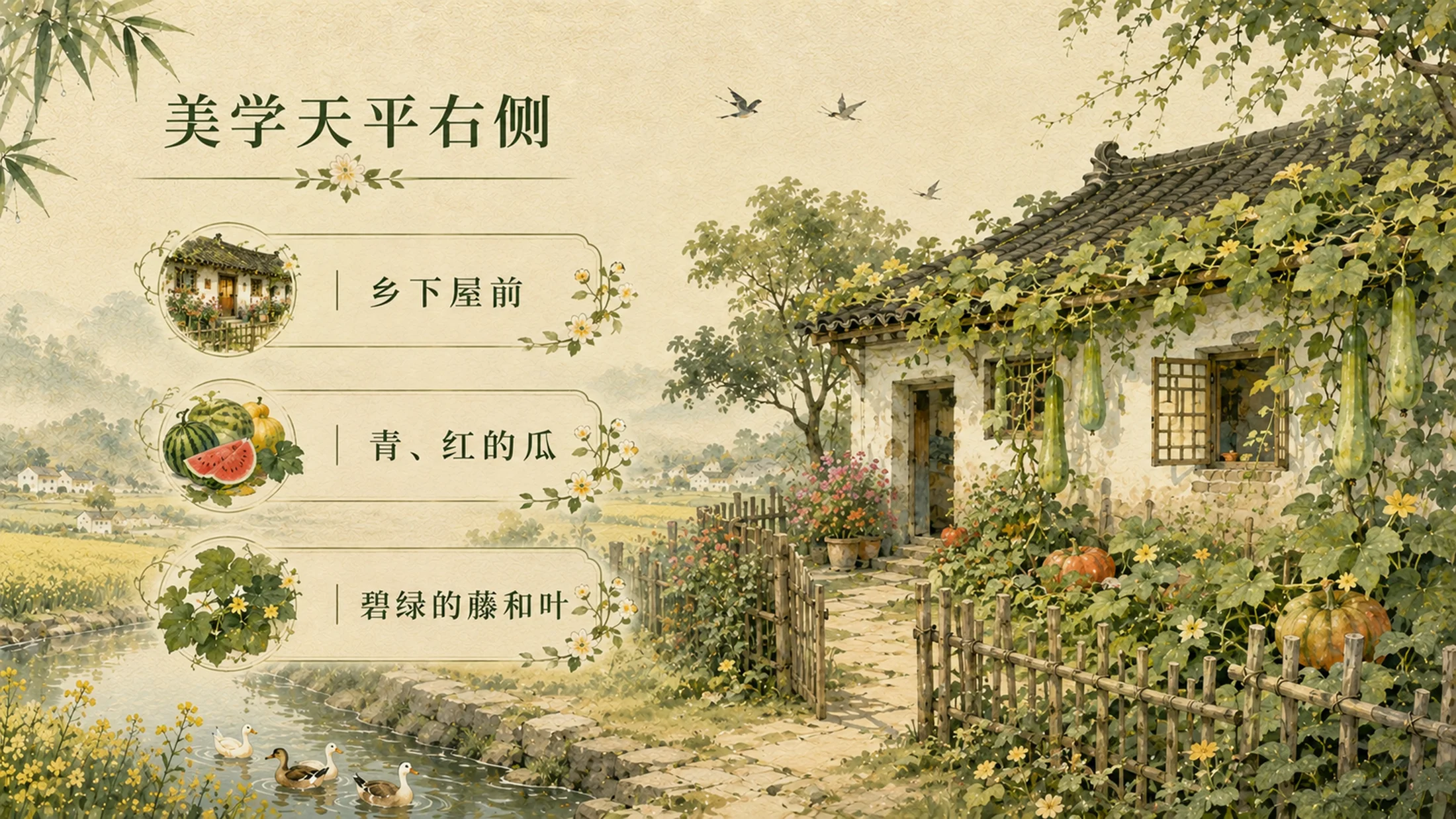 部编版小学语文四年级下册《乡下人家》PPT课件｜田园美学乡村生活公开课模板 - 预览图13