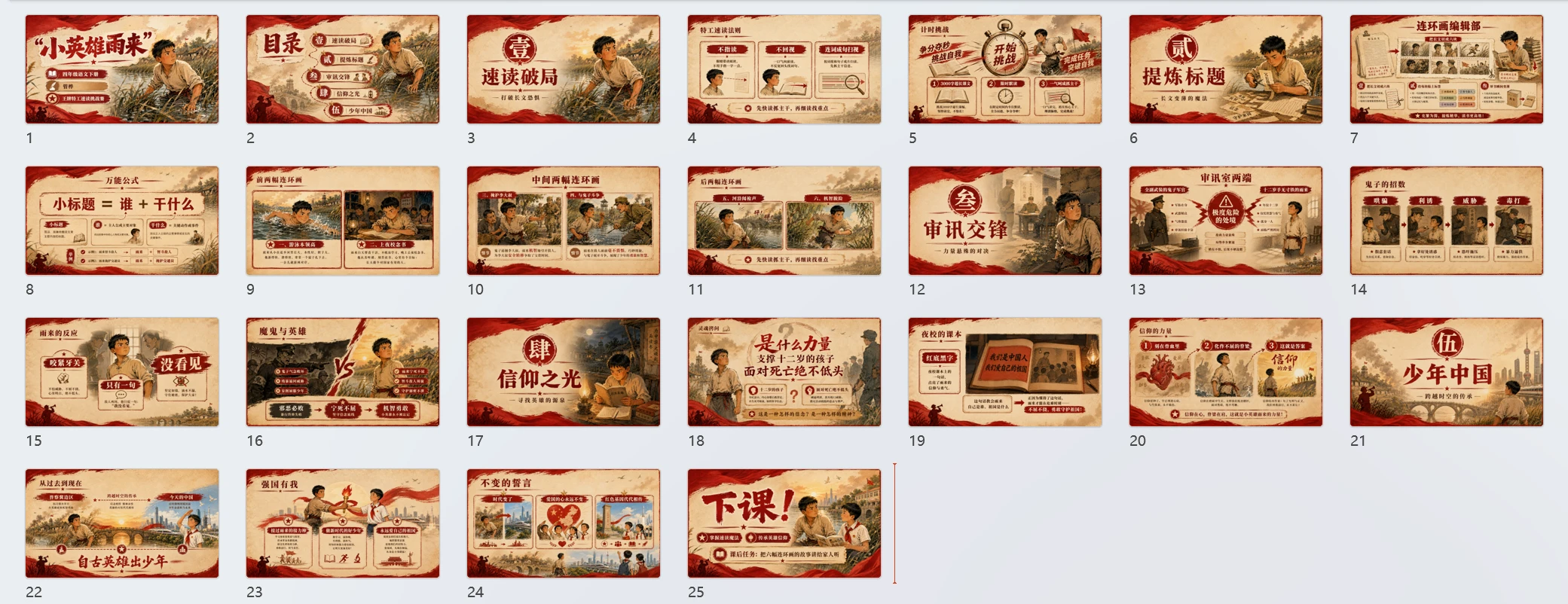部编版小学语文四年级下册《小英雄雨来》PPT课件｜红色少年英雄公开课模板 - 预览图1